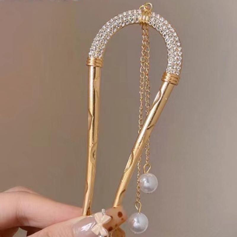 Pearl u-shape hair clips accessories Hairpin Female Plug comb Hairpin Hair Plate Fixed artifacts Hairpin Headdress