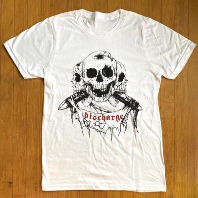 Discharge Three Skull White All Size S 5Xl Black Ag2123 T Shirt