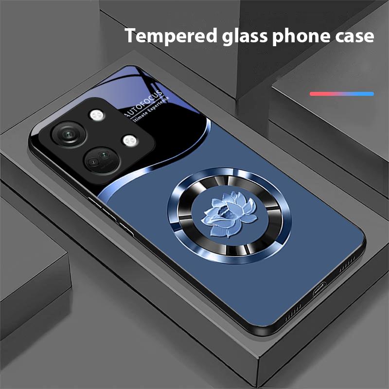 Circle Lotus Gold For OnePlus Nord 3 5 6T 7 Pro 8 12 10T Reno8 Lite 5G 10R Nord N30 Hard Shell Tempered Glass Phone Case Black