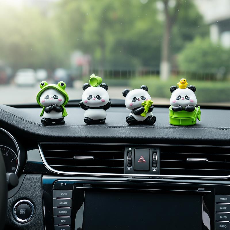 Cartoon Cute Little Panda Toy, Realistic Animal Model Made Of Pvc, Desktop And Car Decoration, Miniature Scenery Ornament