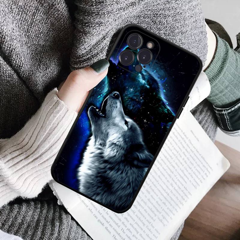 Coole schwarze Wolf-Telefonhülle für iPhone 14 11 12 13 Mini Pro Max 8 7 6 6S Plus X SE 2020 XR XS Funda Case