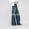 Yalida Women's High-Waist Wide-Leg Vintage Denim Jeans