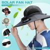 2 Solar Fan Wide Brim Sun Hat Breathable Sun Bucket Hat Practical Sun Hat with Solar Fan  Camping
