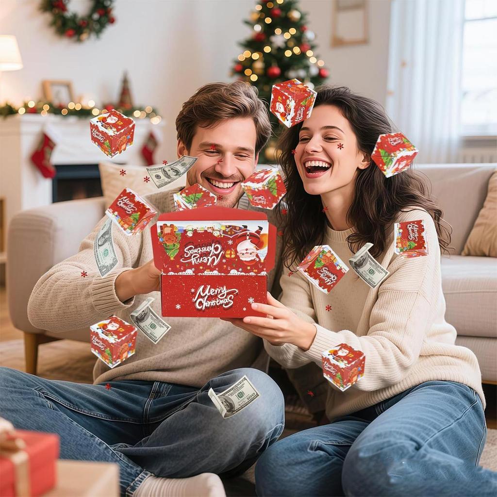 2025 Merry Christmas Surprise Gift Boxes With Poping Money-making Potential Folding Poping Cash Boxes For Christmas