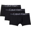 Letter Low Waist Solid Boxer Briefs 3 Pack Men Underwear Black NB3700-003