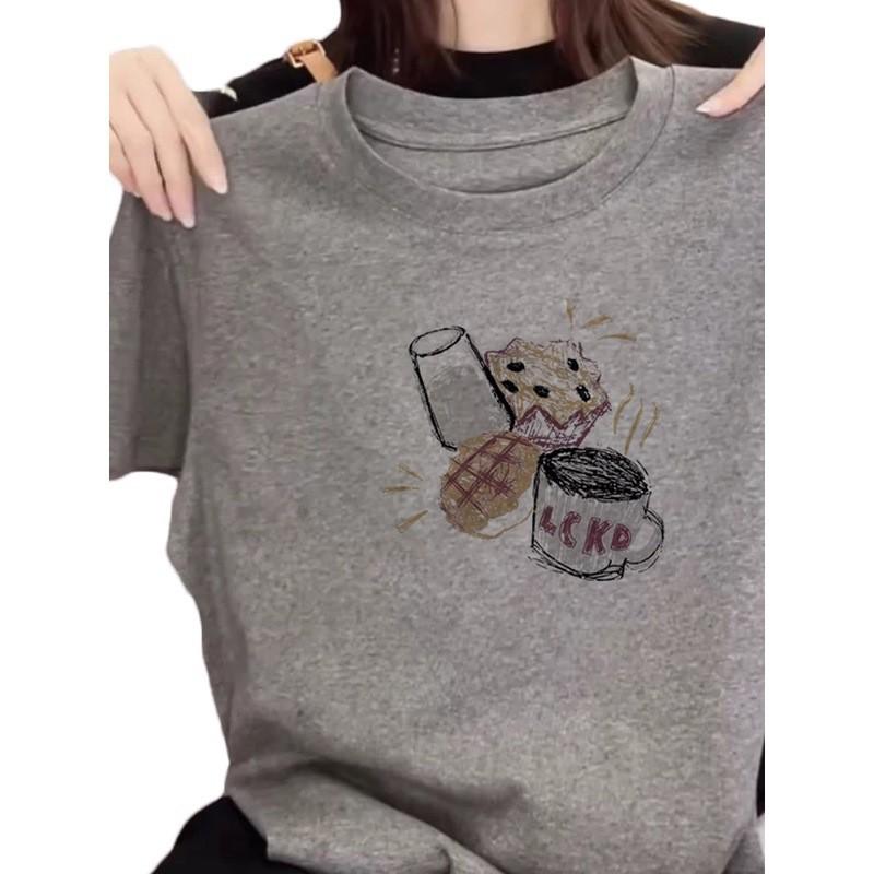 Cartoon Anime Graphic T Shirt For Women Summer Casual Loose Fit Cotton Top
