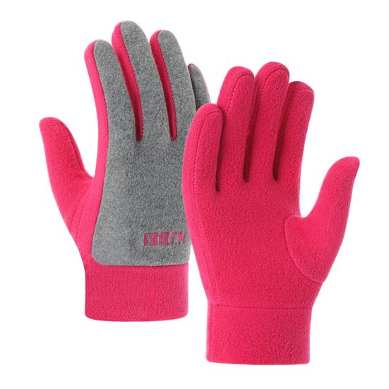 1 paio di guanti da ciclismo invernali da donna addensati colori abbinati elastici caldi cinque dita guanti da esterno da donna antivento morbidi antiscivolo resistenti all'usura