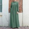 Abaya Ramadan da Donna Oversize con Zip Frontale Abito Musulmano Tasche Collo Alto Abbigliamento Monocolore Ampio