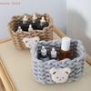 Handmade Woven Cotton Rope Storage Basket Cartoon Animals Little Bear Kids Toys Cosmetics Desktop Organizer Sundries Storage Box