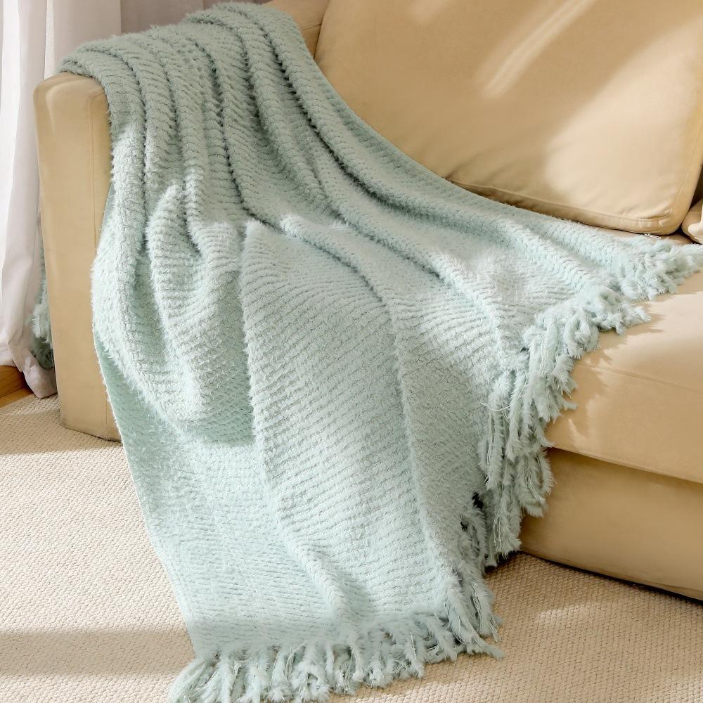Nordischer Stil Einfarbige Strickdecke Abdeckung Wärme Plüsch Fleece Dekorative Decke Einfache Universelle Decken 130x180cm Auflage 130x180cm