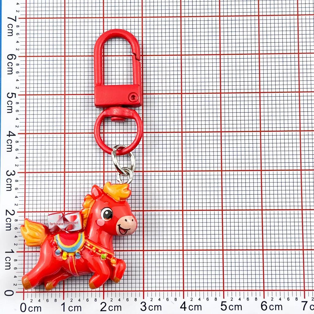 New Year Cartoon Wealth Horse Keychain: Girl's Bag Charm & Student Backpack Accessory - Year of the Horse Small Gift