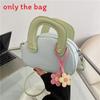 Simple Blocked Color Shoulder Bag With Flower Decoration Women Daily Use Gift