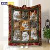 Bohemian Style Cat-Themed Flannel Blanket | Multi-Color Polyester Throw for Ideal for Sofa Naps Perfect Gift for Cat Lovers