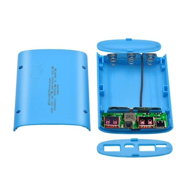 Carcasă portabilă DIY pentru baterii externe cu ieșire Type C și USB dublu, carcasă cu design mic pentru baterii externe pentru 8x18650