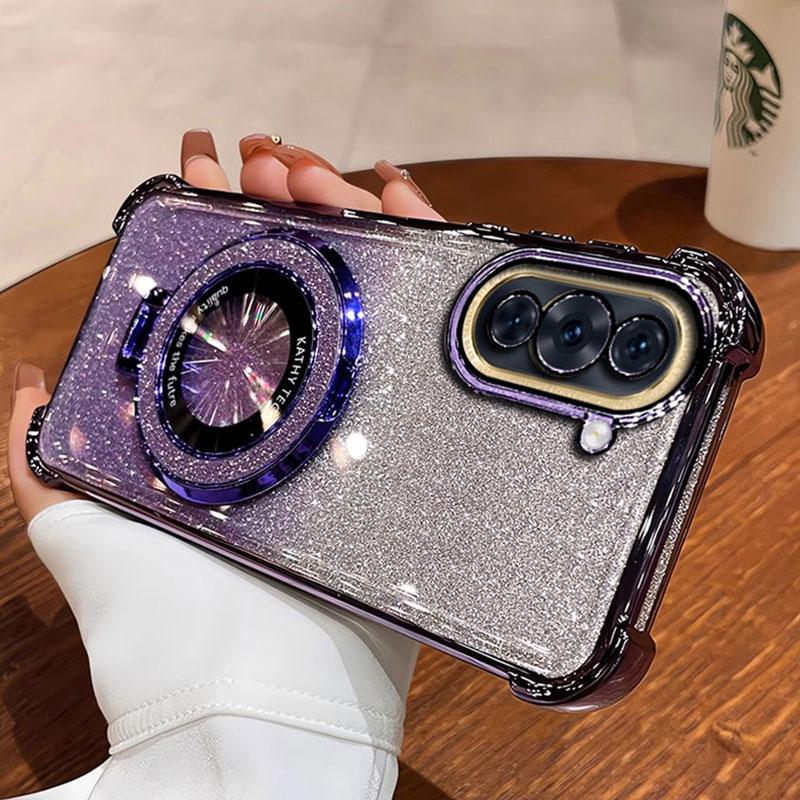 Nova11 11pro Case Luxury Magnetic Bracket Shockproof Cover For Huawei Nova 11 12 10 9 9SE pro Case with Holder shiny Glitter