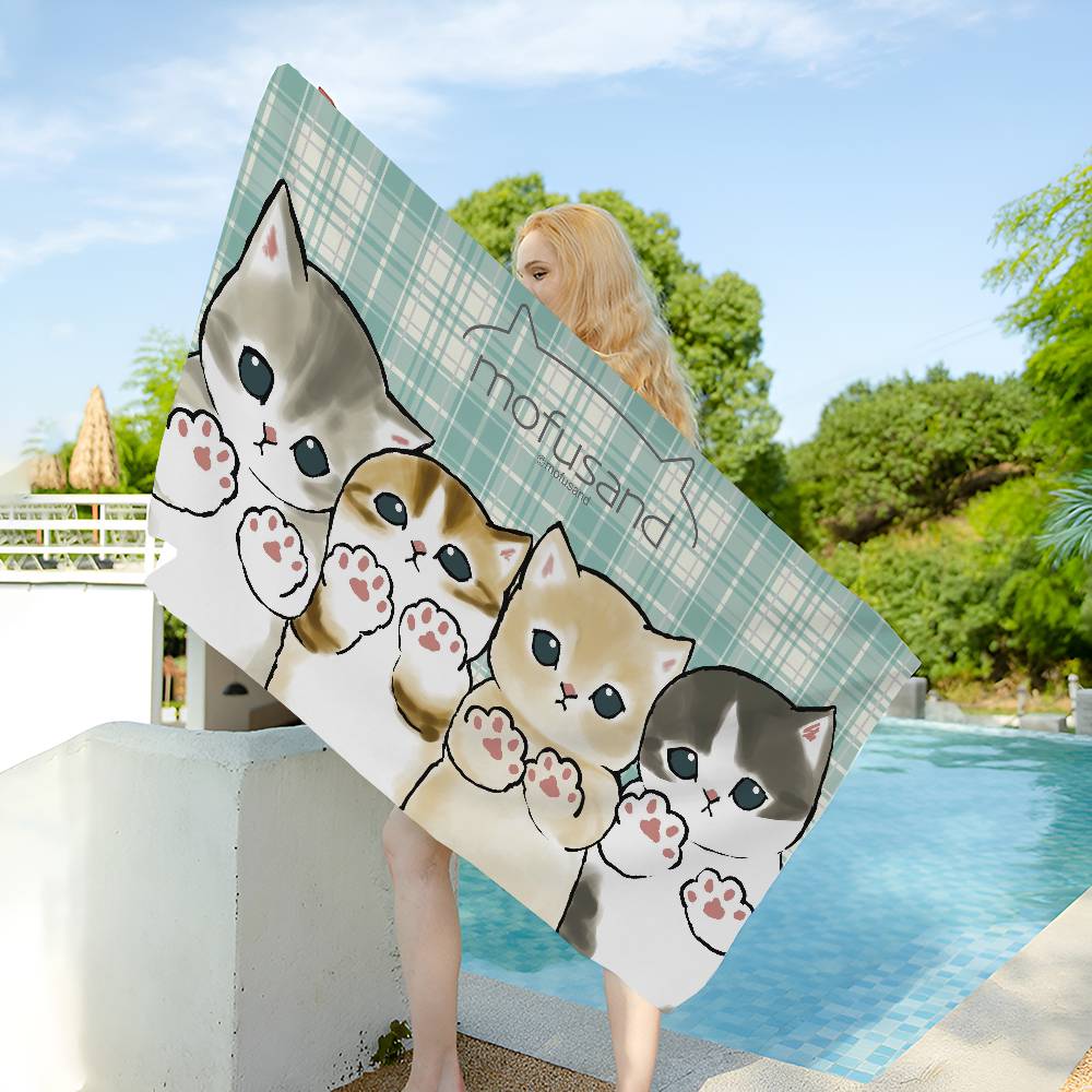 Funny Cat Mofusand Big Microfiber Beach Towels Quick Dry Towel Sand Beach Towels Pool Towel For Travel Swim Pool Yoga