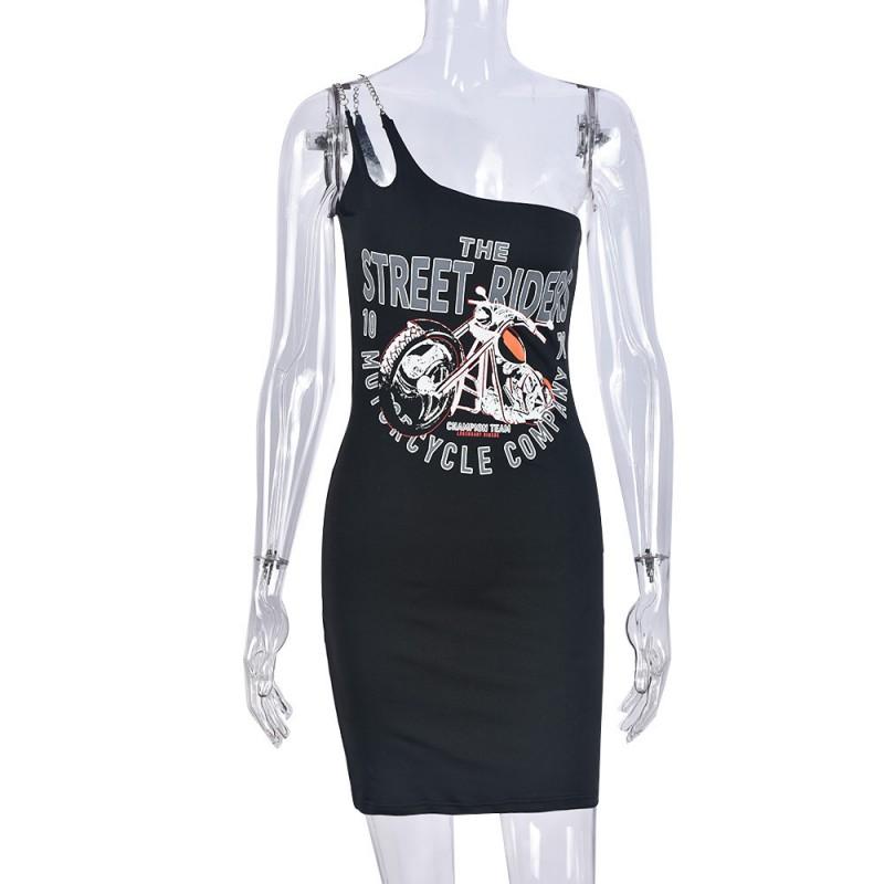 9687DD Nazada Retro Sexy One Shoulder Slip Mini Dress Bodycon Party Clubwear