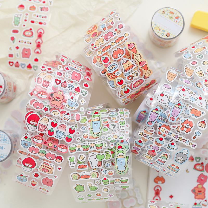 Sticker Tape DIY Stickers Cute Fudge Series Cartoon Sticker Tape Manual Decorative Materials Stickers Journal Sticker Tape