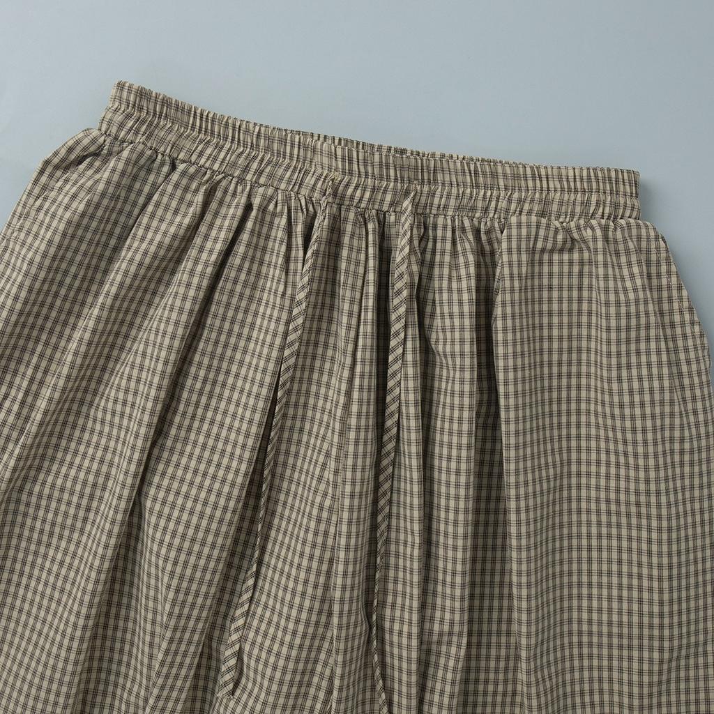 Vintage hnědé kostkované široké kalhoty typu harém, Novinka jaro léto, Volné lehké prodyšné ležérní kalhoty pro ženy