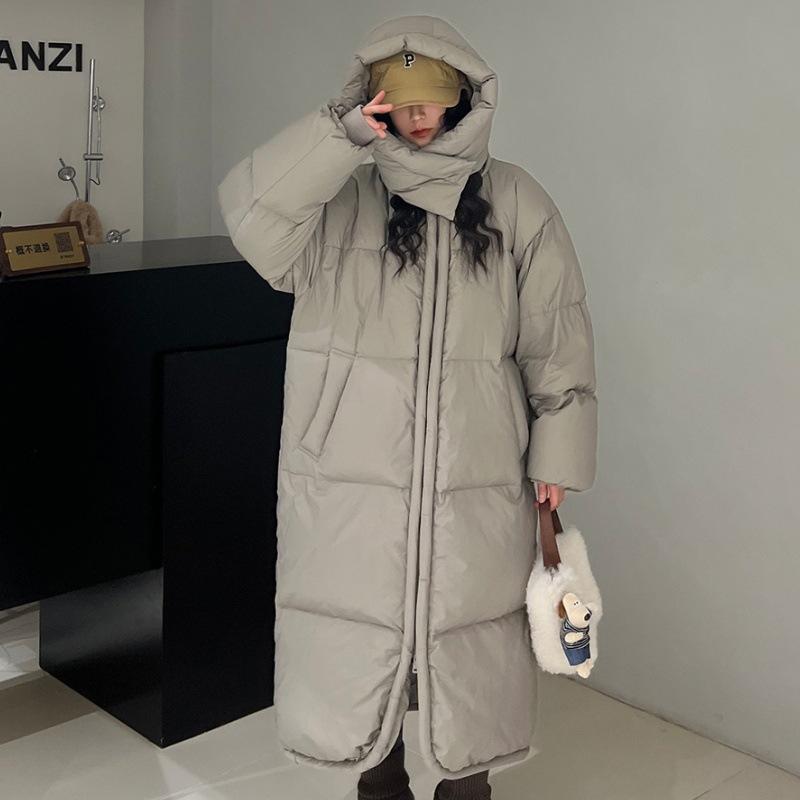 Weiche Winter Baumwolljacke Damen Neu Lang Überknie Stepp Locker Gepolsterter Mantel.