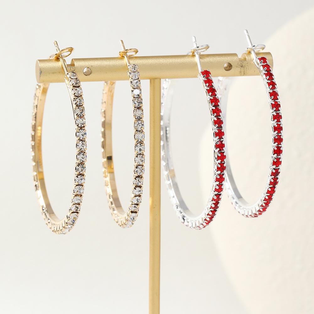 Korean Chic Luxury Diamond C-Shape Hoop Earrings