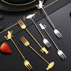Cartoon Hanging Cup Teaspoons Stainless Steel Cake Fork INS Style Milk Spoon  Dessert Serving