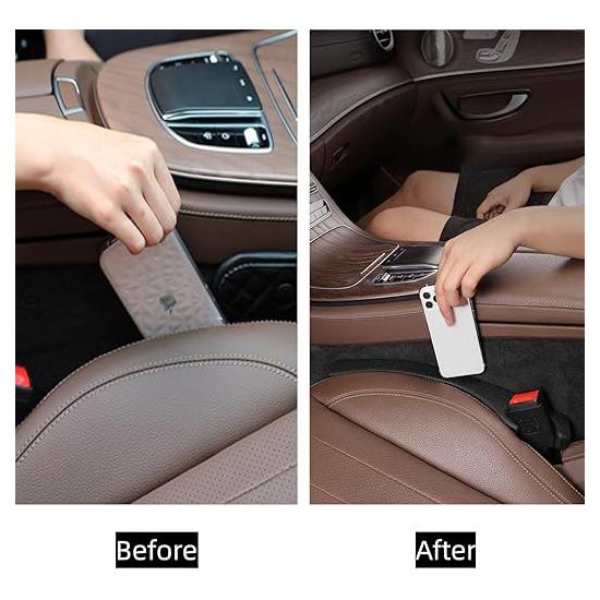 Car seat gap filler, 2 pieces, universal plug for filling the gap between the seat and the console made of artificial leather