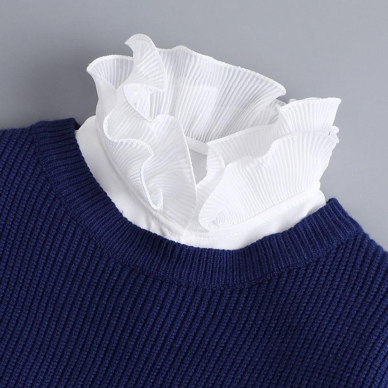Ear Edge Pleated Fake Collar Versatile Collar Shirt Organza Decoration White Shirt For Women