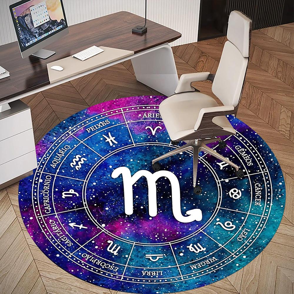 1pc Zodiac Scorpio Round Chair Mat Area Rug - Non-Slip, Floor Mat for Office, Bedroom, and Indoor Decor C1125398