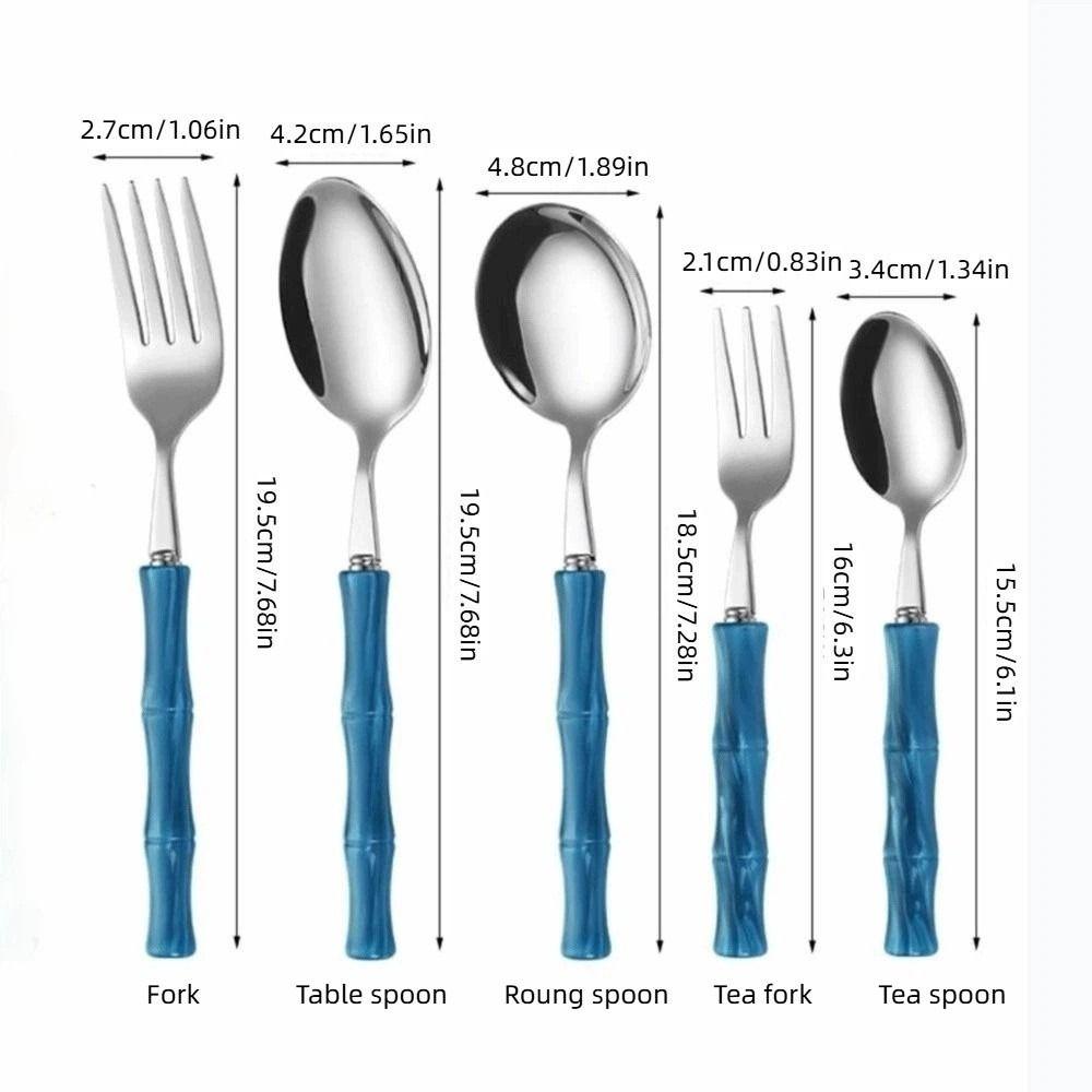 Bamboo Shape Handle Fork and Spoon 304 Stainless Steel Bamboo Handle Cutlery Home Kitchen