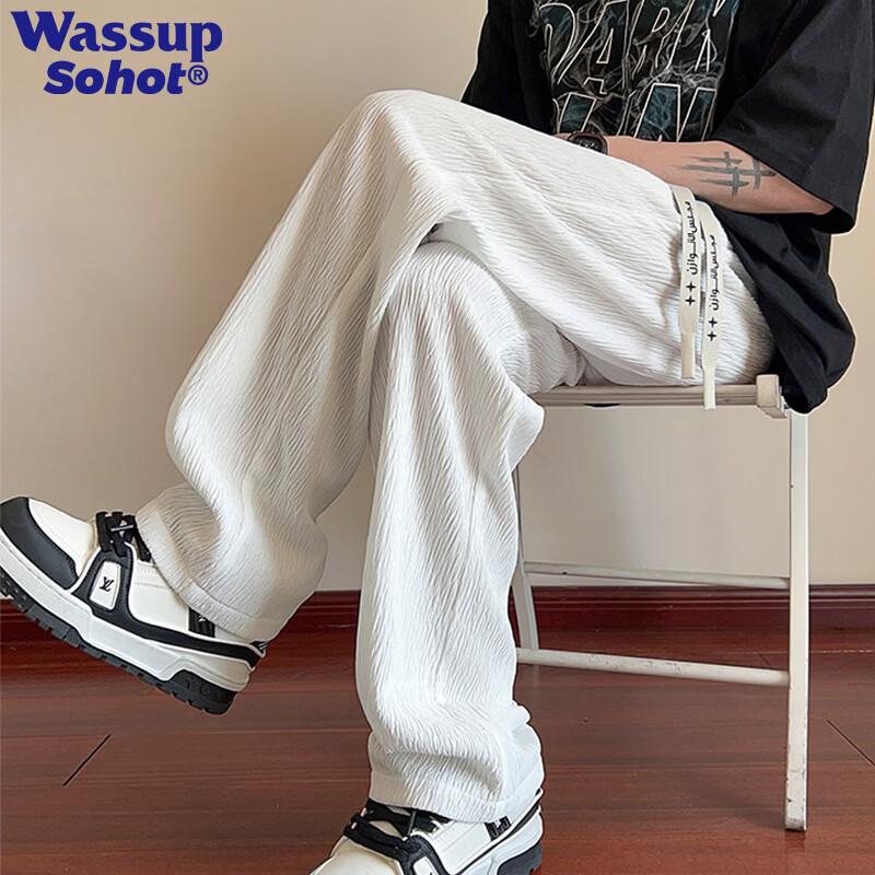 Men s Ice Silk Loose Straight Casual Pants M