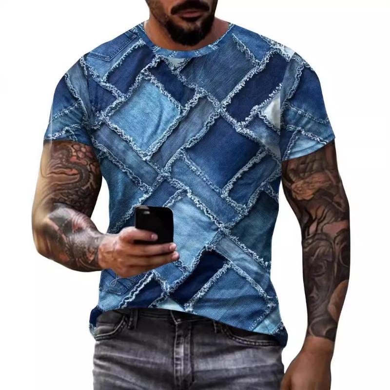 2025 Lato Krótki Rękaw Amerykański High Street Retro Wszechstronny Styl Męski Luźny Modny Marka Krótki Rękaw