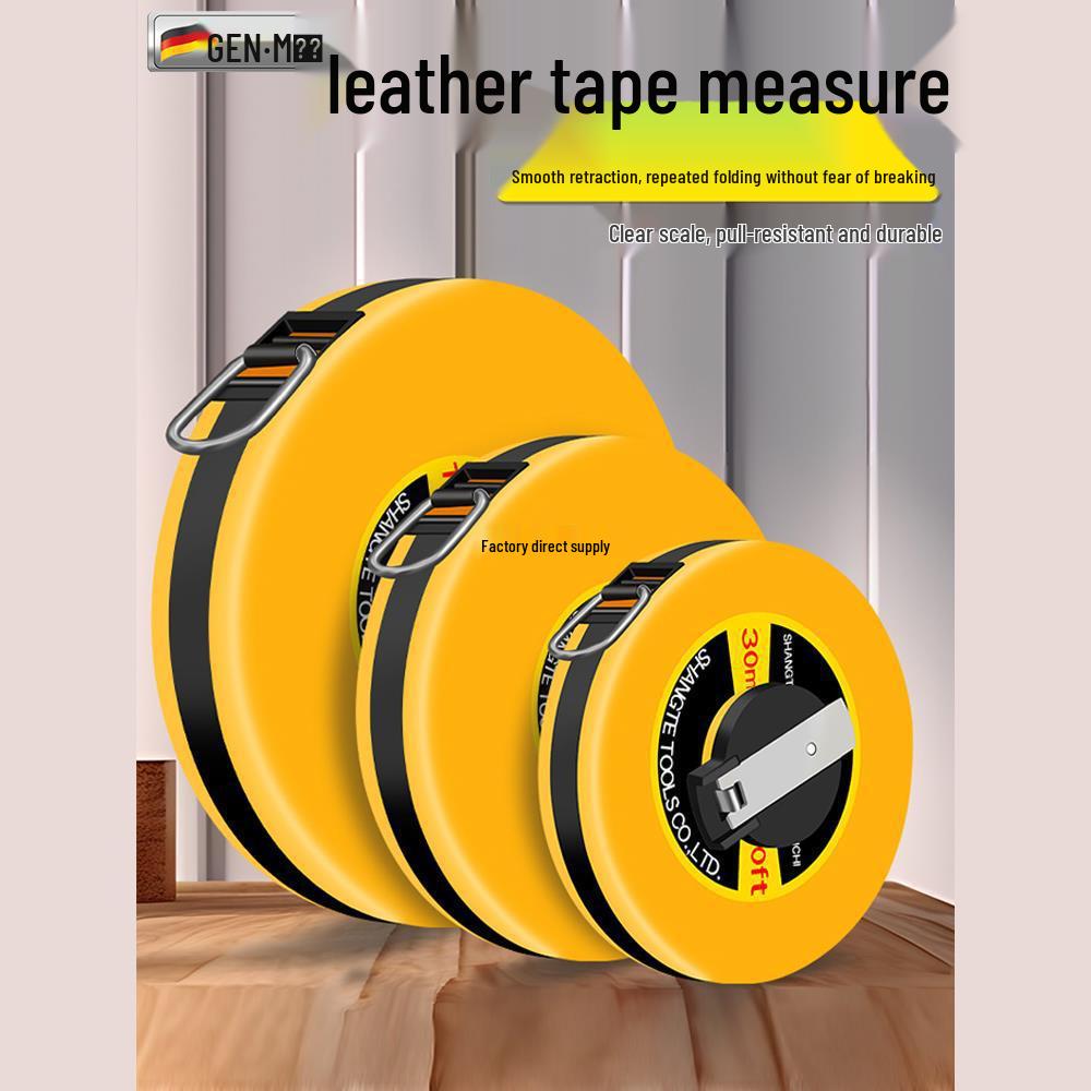 Leather and Fiber Tape Measure for Sports and Clothing – Available In 20m, 30m, 50m, and 100m Lengths.