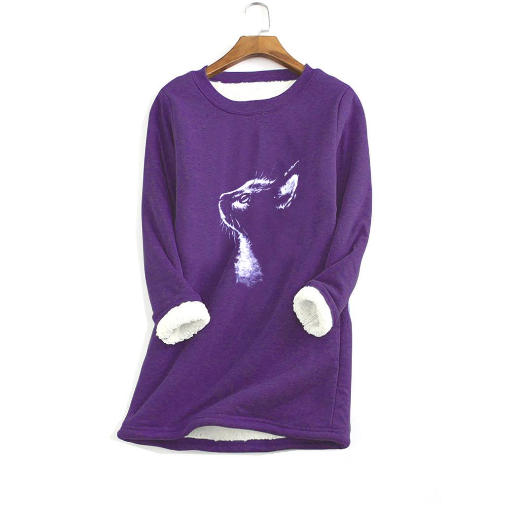 Women Thick Fleece Printing Sweatshirt Warm  Underwear Top