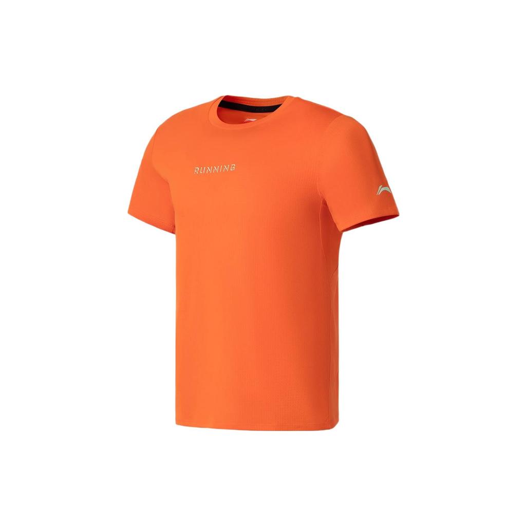 Li Ning Running Series Solid Color Quick-Dry Breathable Sports T-Shirt Men Tops Orange ATSS061-5