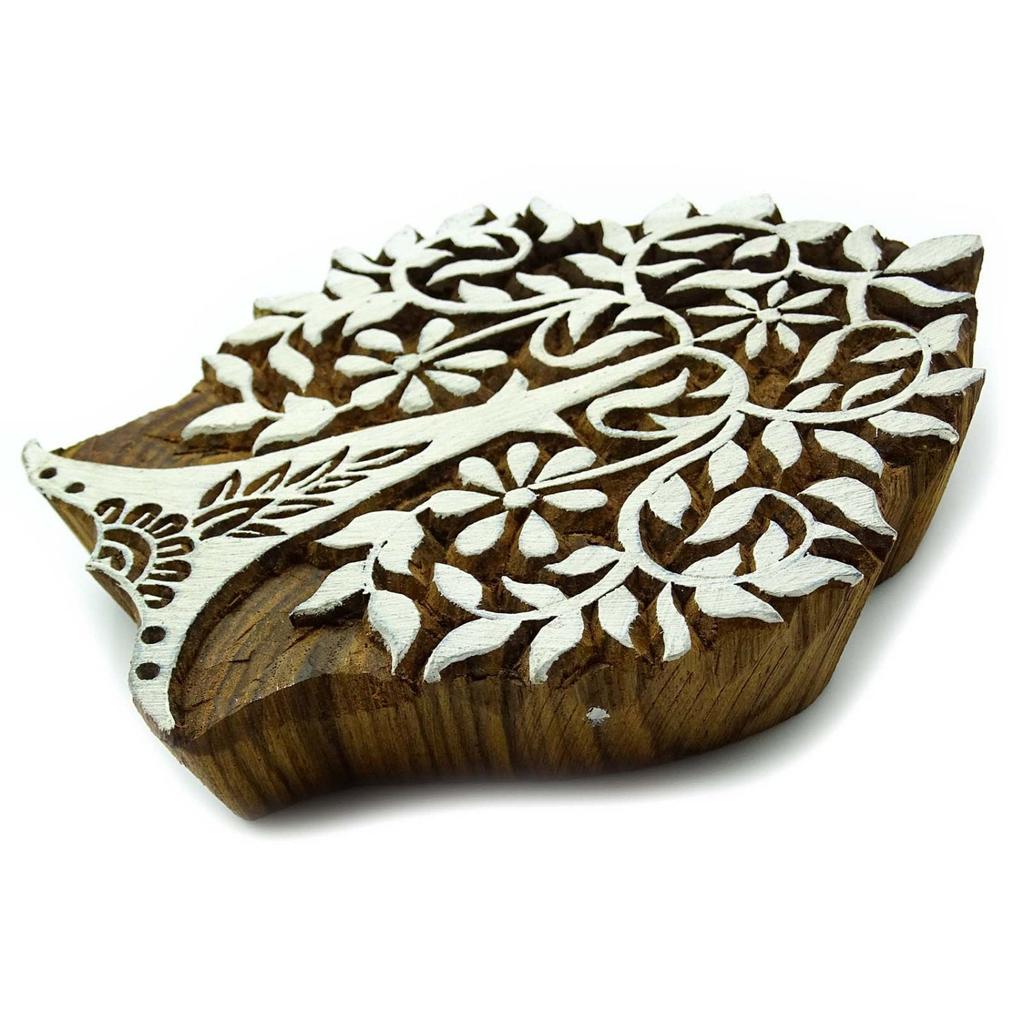 Sběratelské dekorativní bloky indický dřevěný blok strom vyřezávané textilní razítko