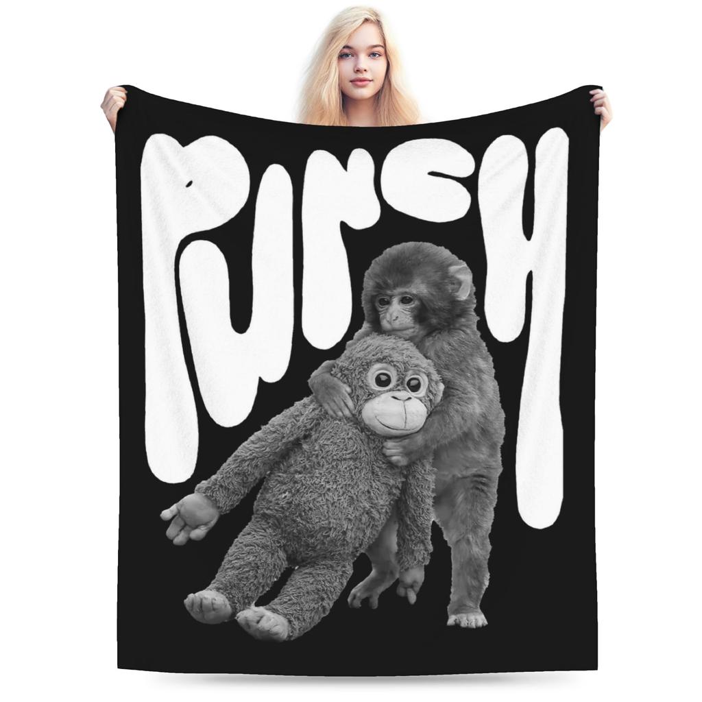 Punch Baby Monkey Holding Plush Toy Blankets Fleece Lightweight Throw Blanket for Bed Office Bedding Throws