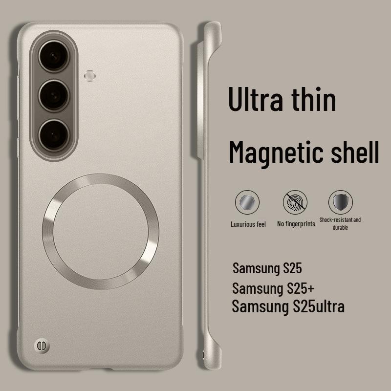 Samsung S26 Ultra Metal Magnetic Phone Case with Paint Finish, Borderless Design for S26 Plus