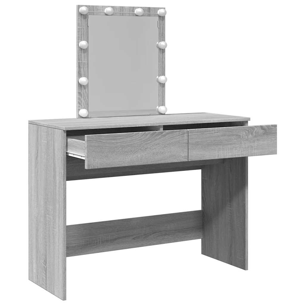 Makeup Table with LED Lighting Gray Sonoma 100 x 40 x 130 cm