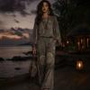 Atmungsaktive Stoffkleidung Boho-Print 2-teilige Sets für Damen, Lässiges Langarm-Oberteil Figurschmeichelndes Outfit für Birnenform, Weite Hosen Passende Sets, Sommer