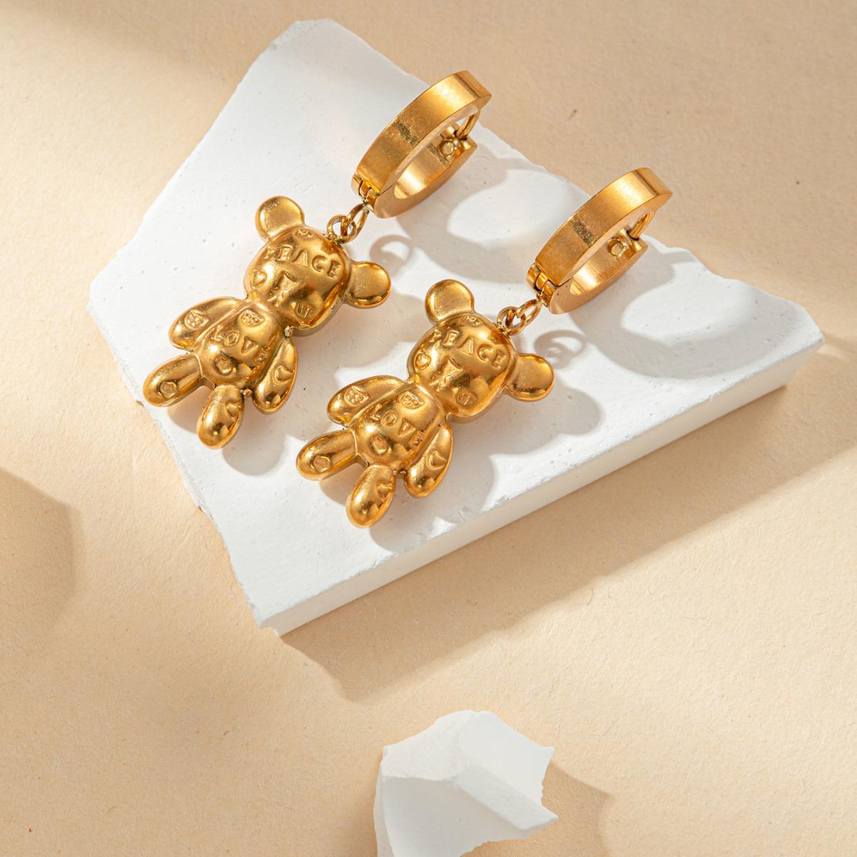 

Европейский и американский темперамент, позолоченный кулон в виде медведя, ожерелье и набор серег