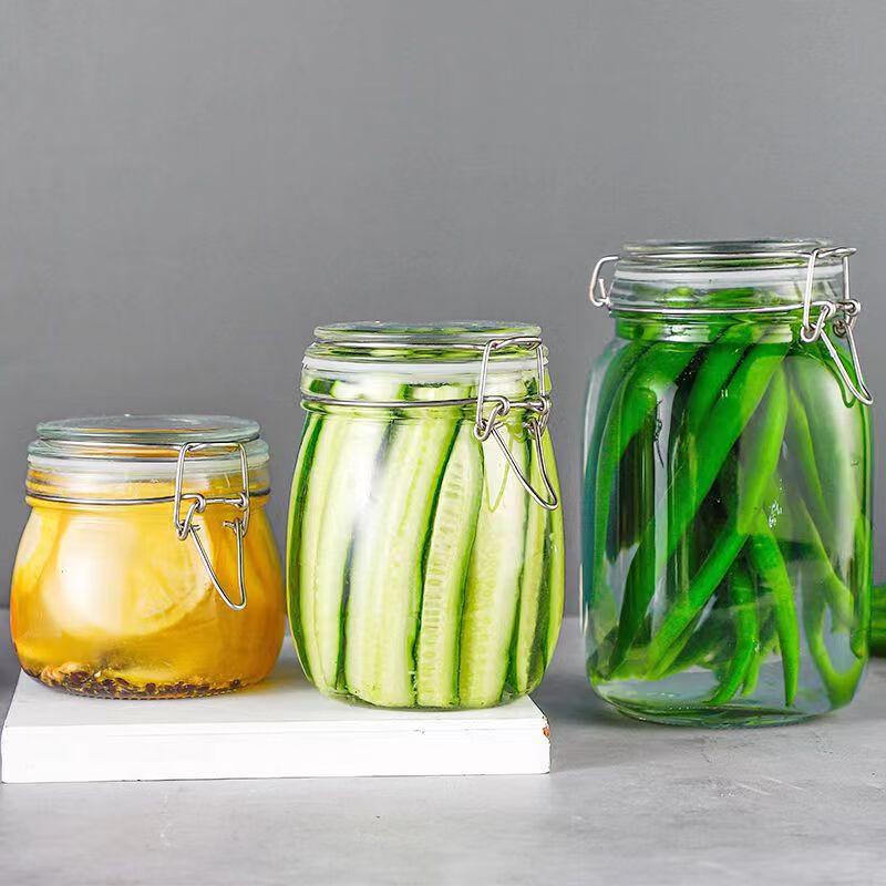 Glass Food Storage Jar with Stainless Steel Clamp