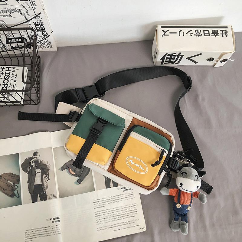 Contrast Color Casual Sport Crossbody Chest Bag Men Women Techwear Style Waterproof Waist Bag Multifunction Hip Hop Fanny Pack