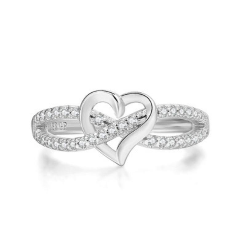 Fashion Heart-shaped Ring - Elegant and Simple Ladies  Finger Ring 5 серебряный