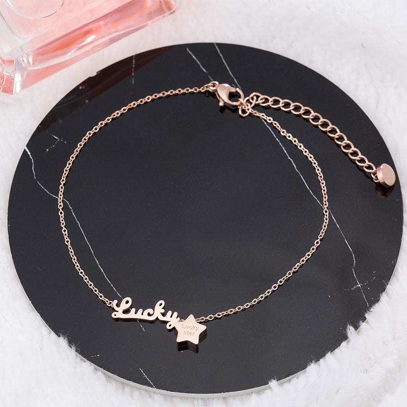 Shunquan Jewelry New Personalized Custom English Letter Lucky Star Women s Anklet Fashion Simple Titanium Steel Ankle Bracelet