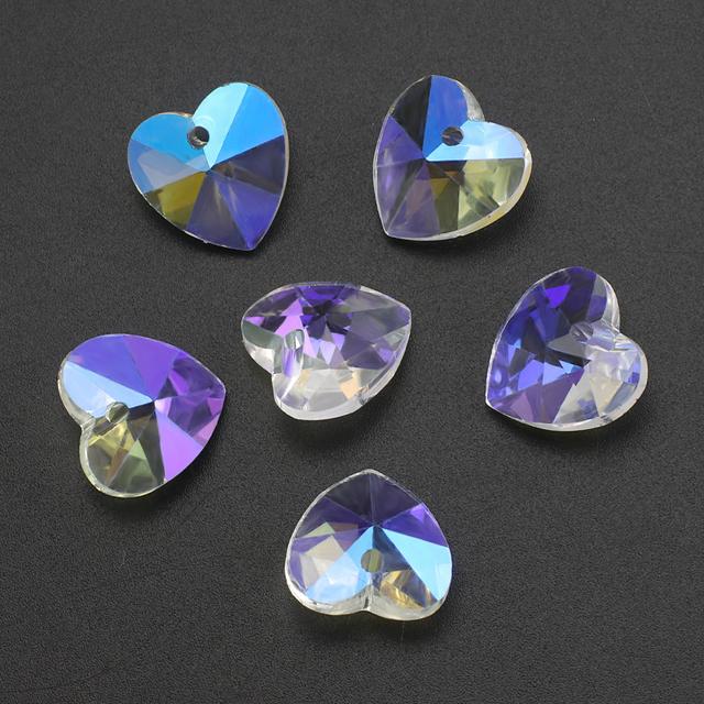 20 sztuk/partia szklane koraliki w kształcie serca niebieski 14mm materiał rzemieślniczy DIY kryształowy urok miłość wisiorek kolczyki tworzenie biżuterii akcesoria naszyjnikowe