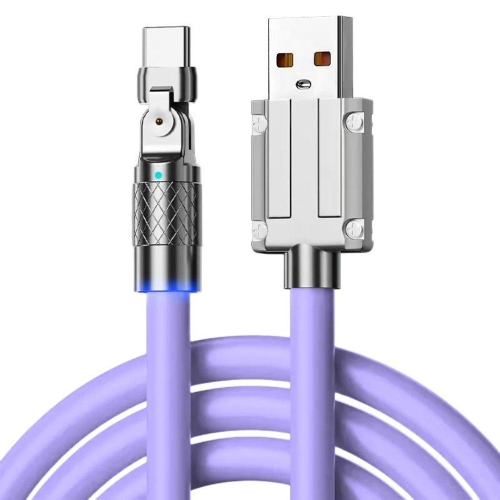 Cavo USB di tipo C ruotabile a 180° Ricarica rapida Cavo in silicone liquido 120W 6A per IPhone