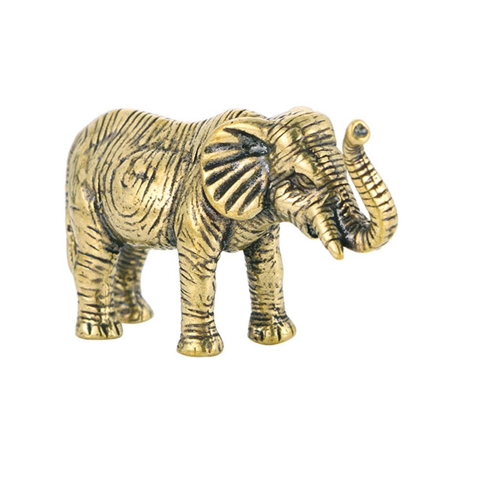 Brass Elephant Ornament Golden Figurine Creative Small Decoration Statue Desktop Adornment Craft Statues
