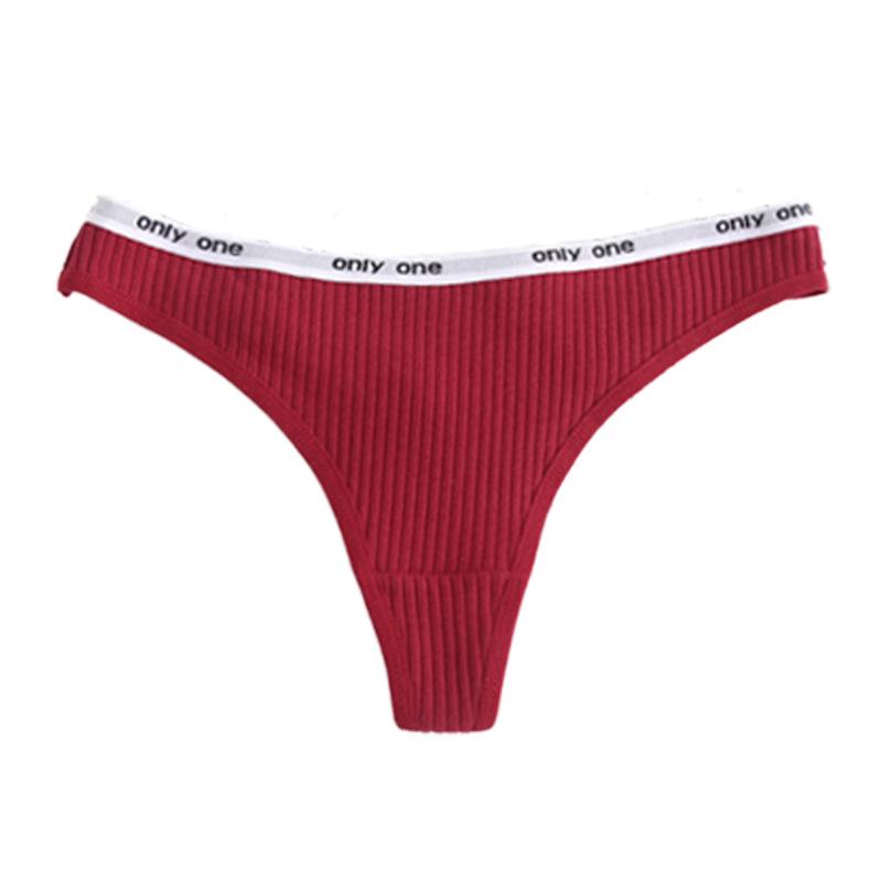 Tanga din bumbac cu nervuri cu talie joasă pentru femei - Distractiv, Sexy, Mărime europeană, Dispoziție seducătoare