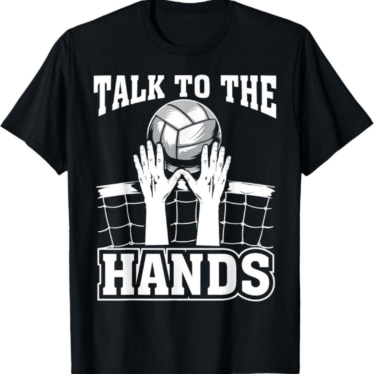 

Смешной волейбольный подарок для мальчиков и девочек, крутая футболка «Поговори с руками» XXXXXL чёрный